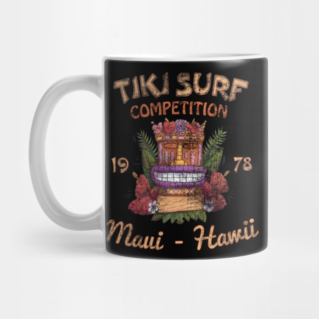 Maui Hawaii Tiki Surf Retro Competition Hawaiian Tiki Mask by Surfer Dave Designs